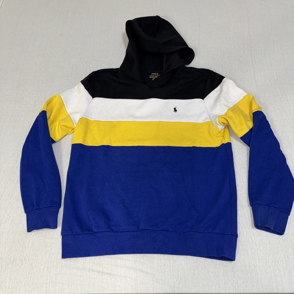 Polo Ralph Lauren Double Knit Color-block Hoodie Sweatshirt Boys Sz XL (18-20)